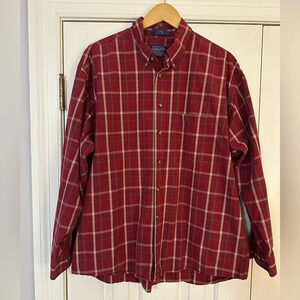Pendleton men’s Plaid Button Down Casual Long Sleeve shirt. All cotton Size XL